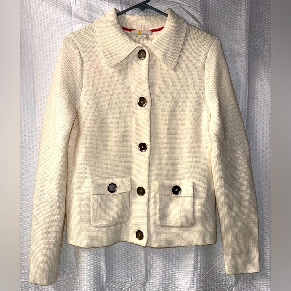 Boden Cropped Collared Cardigan Jacket Size 2